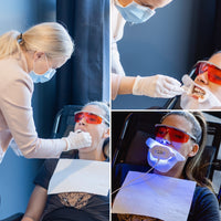 Teeth whitening treatment being performed